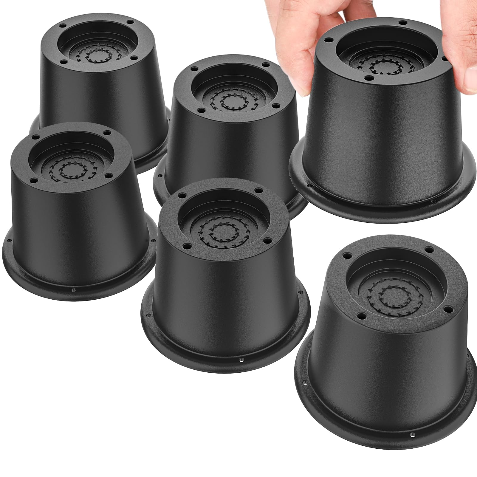 Photo 1 of MCXYEM Bed Riser/Furniture Lift Bed/Bed risers/Furniture Lifter/Table risers/Frame Risers Create Under Bed Storage Heavy Duty for Furniture Height Adjustment Round Black (6 Pack, 2 Inch)