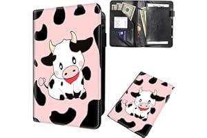MXFDEGF Server Book for Waitress,Waiter Book Server Wallet Fit Serving Aprons, PU Leather with Zipper and 7 Large Pockets Pen Holder for Checks Pen Holder Personal Organizer Wallet,Black White Milk Cow