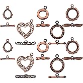 SUPERFINDINGS 10 Sets 5 Styles Brass Toggle Clasps Red Copper OT Buckle Rack Plating Jewelry Clasp Connectors for DIY Jewelry Making Crafts