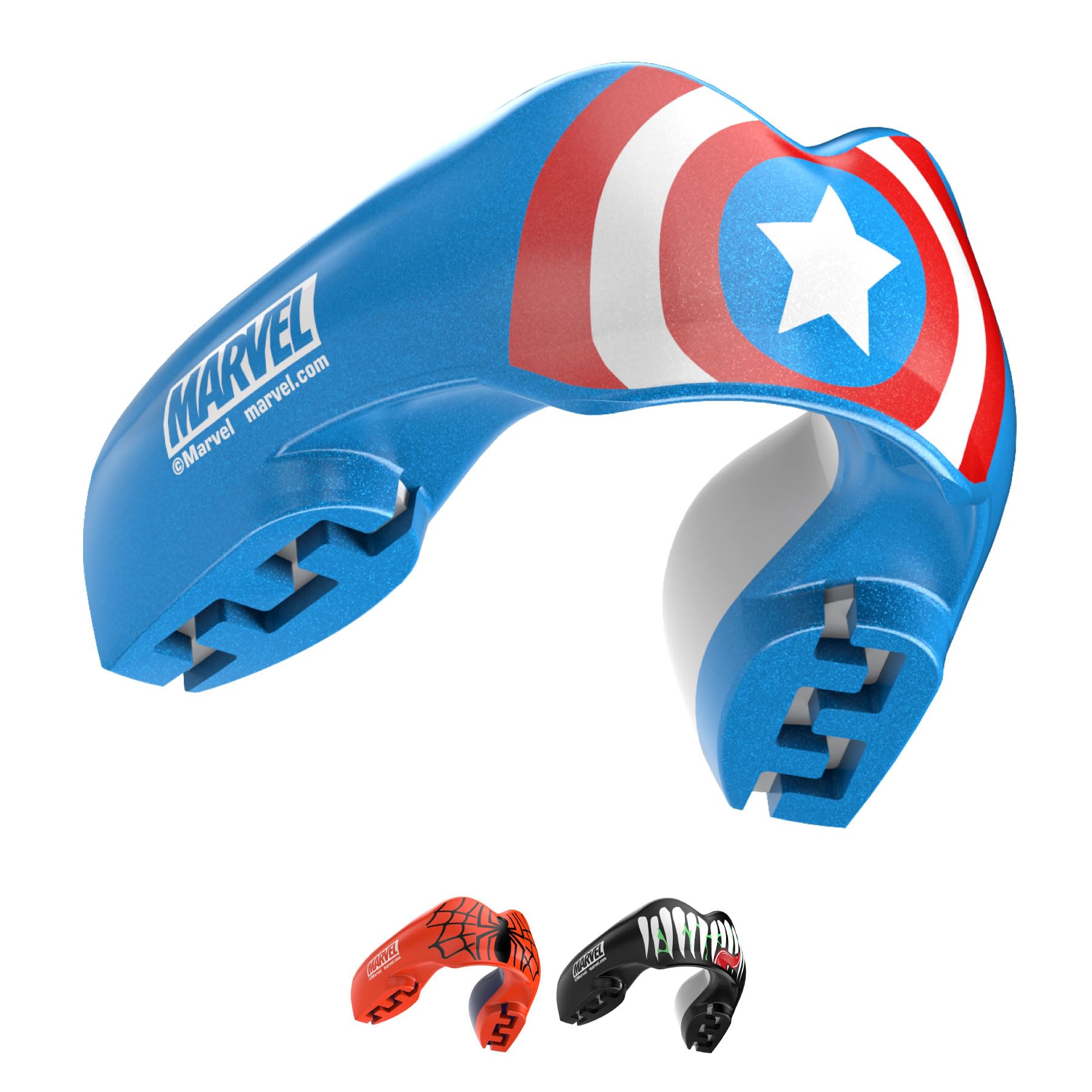 Marvel Captain America Sports Mouthguard for Braces, One Size Remouldable Gum Shield with Case for Boxing, MMA, Rugby, Martial Arts, Judo and All Contact Sports