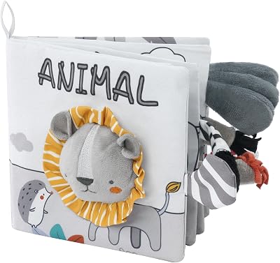 Vicloon Soft Toys Baby Cloth Book 3D Animals Crinkle Sensory Lion