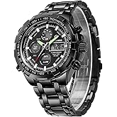 FAMVNTN Luxury Men Watches with Stainless Steel Analog Digital Watches for Men Male Outdoor Sport Waterproof Big Wristwatch