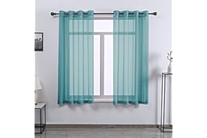 DONREN Teal Curtains Sheer 63 Inch Length for Bedroom - Grommet Voile Drapes Window Sheer Curtain Panel for Bedroom Girls Room,52 X 63 Inches Long
