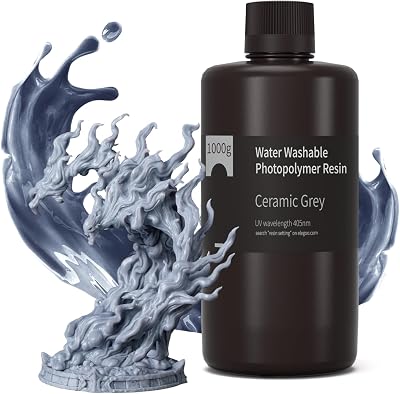 ELEGOO Water Washable Resin 1000g Ceramic Grey 405nm UV for LCD MSLA 3D Printers