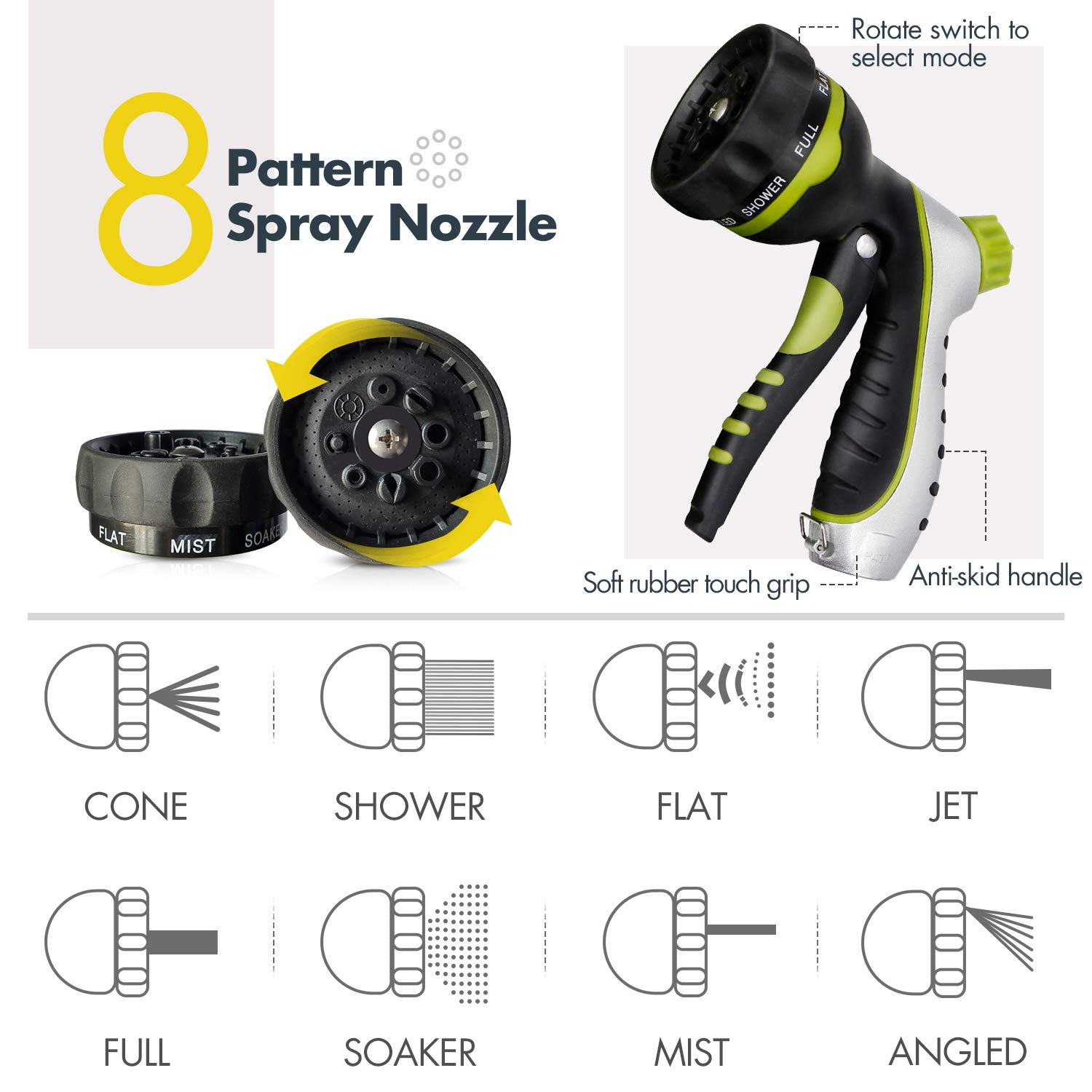 RioRand Garden Hose Expandable Water Pipe 75FT Expanding Water Hose with 8 Pattern Spray Nozzle,3/4\