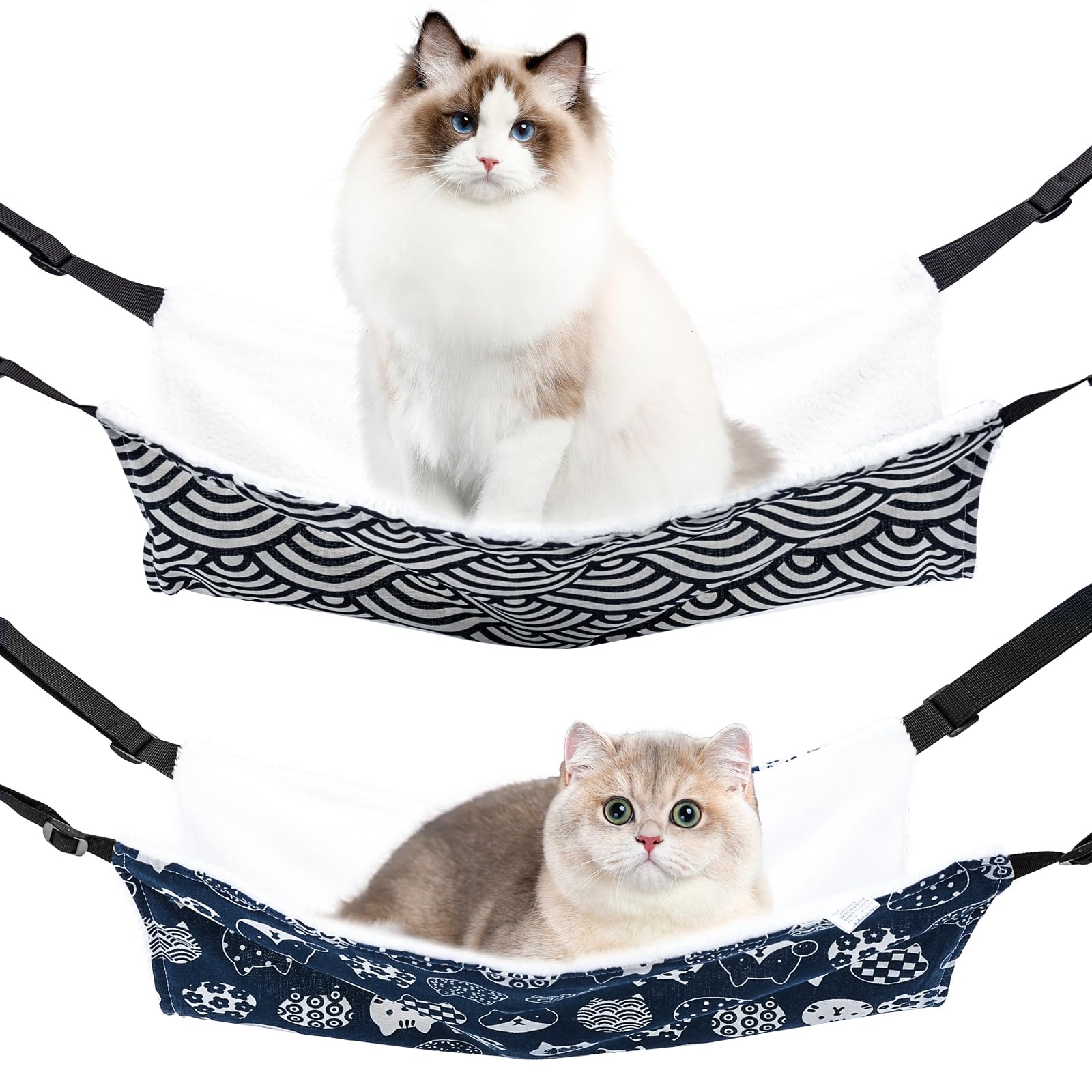 Photo 1 of BCHARYA 2 Pieces Cat Hammock for Cage Hanging Reversible, Soft Pet Cage Hammock with Adjustable Straps, Double Hammock Suitable for Cats, Puppy, Ferrets, and Small Animals (M, CAT) ?
