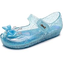 Amazon.com | Dress Shoes for Girls, Toddler Girls Princess Jelly Sandals  Blue Flat Size 9 Clear Sparkle Mary Jane Dance Party Cosplay Glitter Shoes  with Bow | Sandals