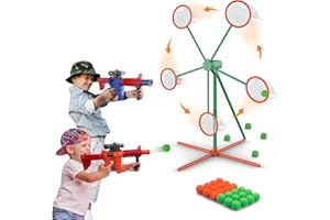 IFLOVE Shooting Outdoor Games Toys for Kids with 2pk Popper Air Toy Guns & Moving Target & 24 Foam Balls,Gift for Boys Age 5 6 7 8 9 10+ Years Old