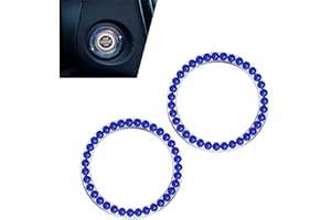 Damwot 2PCS Push Start Button Ring,Bling Rhinestone Car Engine Start Stop Decoration Ring, Cute Car Accessories,Bling Car Accessories for Women Interior (Blue)