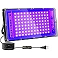 Indmird 100W Black Lights, Blacklight Flood Light with Plug and Switch,for Glow Party, Halloween, Fluorescent Poster, Stage Lighting, Body Paint
