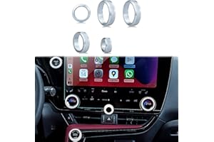 HDUFC For Lexus 2023 2024 2025 NX/RX/RZ/TX/GX550 alloy interior decoration, one-button start ring, volume adjustment knob cover, air conditioning knob cover, car interior decoration cover (5pcs, Silver)