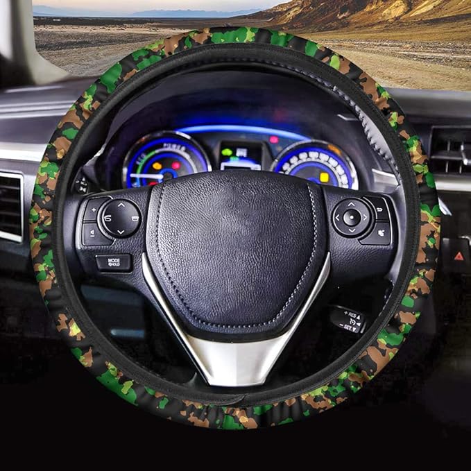 PZZ BEACH Camouflage Steering Wheel Cover for Women Men Stretchon Fabric Steering