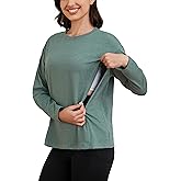 Ecavus Women’s Zip Maternity Nursing Tops for Breastfeeding Long Sleeves Casual Nursing Shirts Pregnancy Mama Clothes