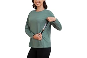 Ecavus Women’s Zip Maternity Nursing Tops for Breastfeeding Long Sleeves Casual Nursing Shirts Pregnancy Mama Clothes