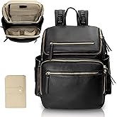 Omanmoli Diaper Bag Backpack Baby Diaper Bag Leather with 17 Diaper Bag Organizing Pouches,Changing Pad,Stroller Straps,4 Insulated Pockets,Black