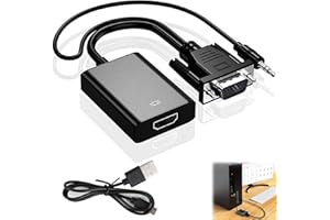 VGA to HDMI Adapter, high-Definition 1080P Audio and Video Converter, Suitable for Computers, desktops, laptops, etc PC、 Moni