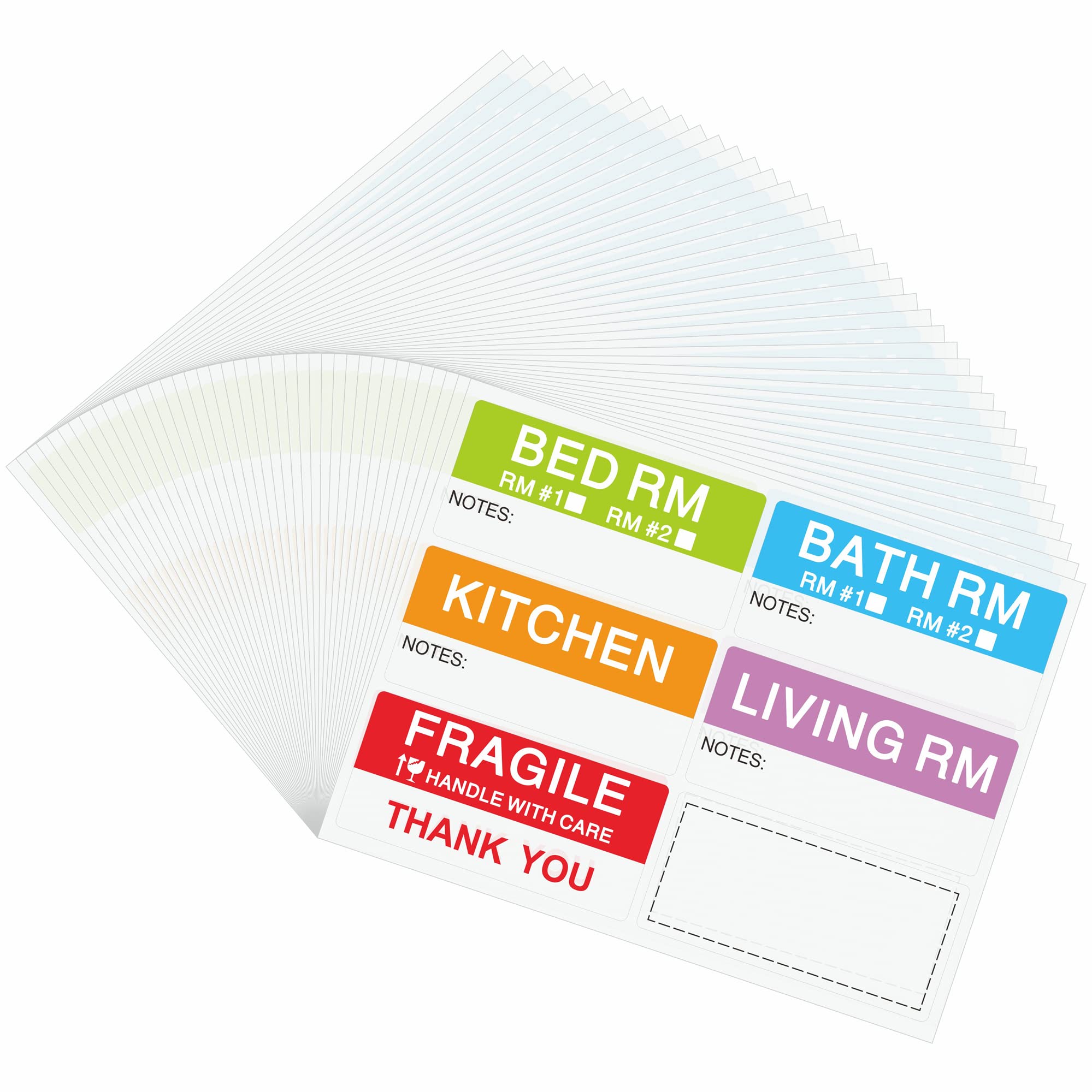 Hylabelest 42x90mm Home Moving Labels Large Apartment Moving Coloured Category Fragile Stickers (40 Sheets)