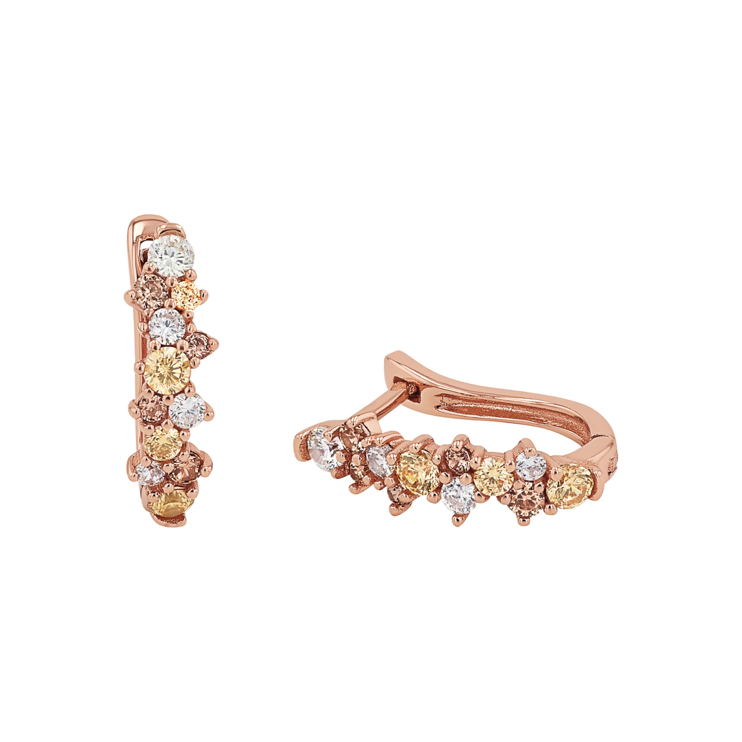 Amor Creoles Women Ear jewelry, with Zirconia synth., 1,7 cm, Brown, Comes in jewelry gift box, 2017083