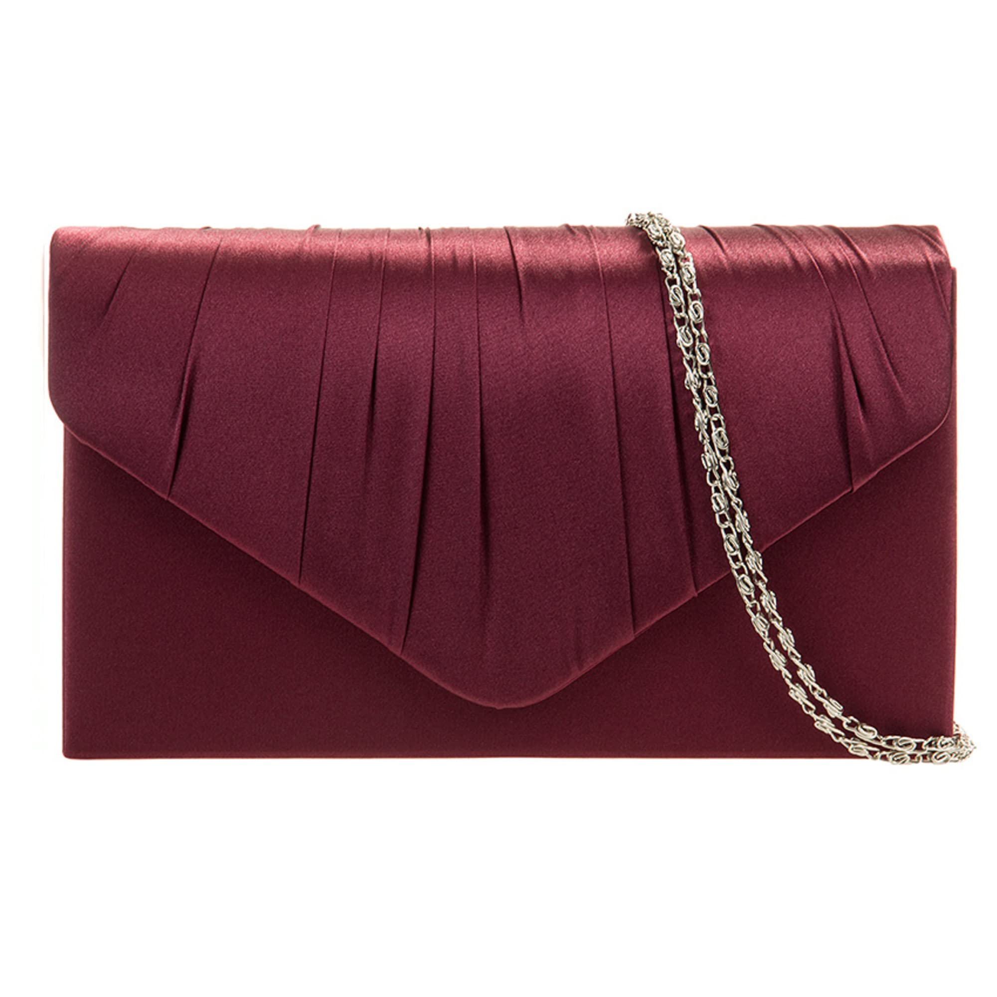 fi9® LADIES SATIN PARTY PROM BRIDAL EVENING CLUTCH HAND BAG PURSE HANDBAG (Maroon/Burgundy)