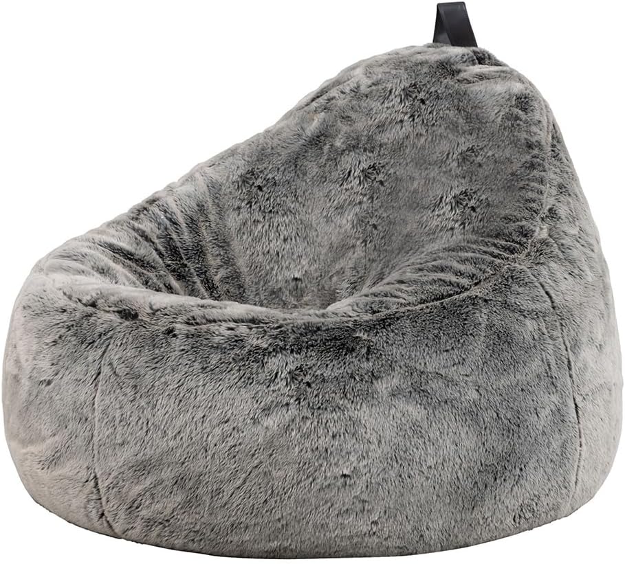 icon Cocoon Faux Fur Bean Bag Chair, Large, Arctic Grey, Comfy & Durable