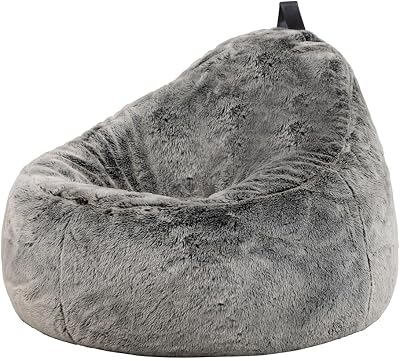 icon Cocoon Faux Fur Bean Bag Chair, Large, Arctic Grey, Comfy & Durable