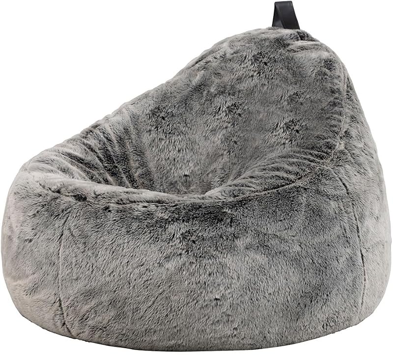 icon Cocoon Faux Fur Bean Bag Chair, Large, Arctic Grey, Comfy & Durable