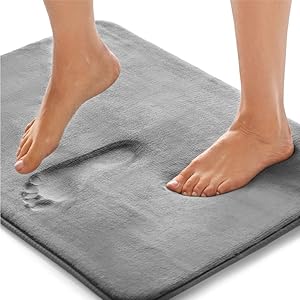 Gorilla Grip Original Thick Memory Foam Bath Rug, 60x24, Cushioned, Soft Floor Mats, Absorbent Premium Bathroom Mat Rugs, Machine Washable, Luxury Plush Comfortable Carpet for Bath Room, Graphite