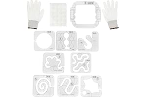 DABLINE 13 PCs Quilting Template Set Includes 8 Quilting Templates, Quilting Frame/Gloves/Stickers/Guide. Free Motion Quilting Rulers and Templates