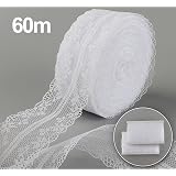 DAHI Ruban Dentelle Vintage Blanc - Lot 50m (2x25m) Pour Mariage, Couture Et Décoration - 2 Largeurs