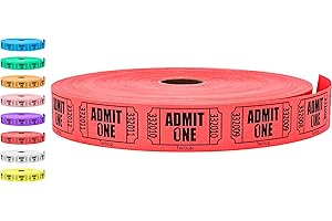 Tacticai 2000 Raffle Tickets, Admit One, Single Roll, Ticket for Events, Entry, Class Reward, Fundraiser & Prizes - Red (1 of 8 Colors)