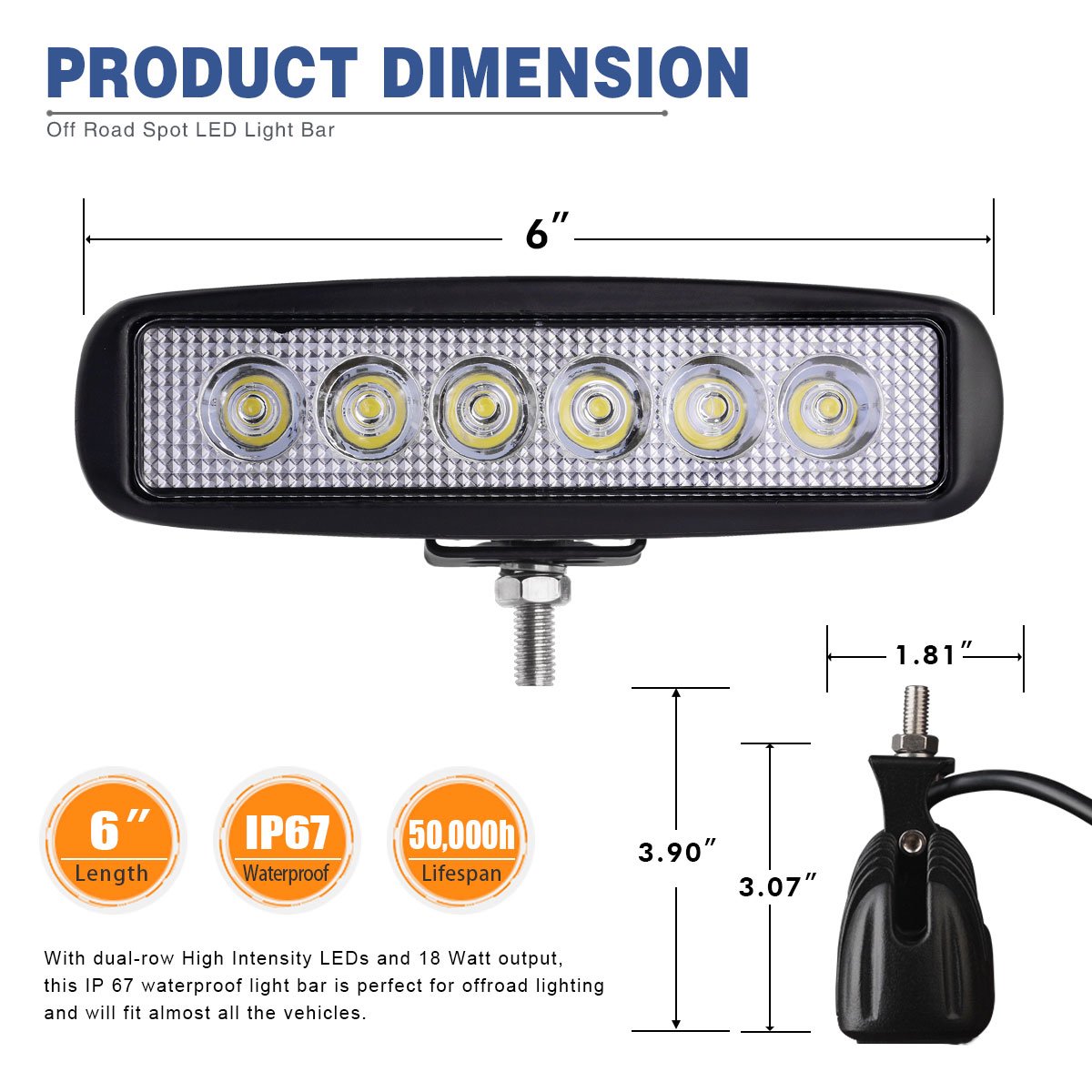 YITAMOTOR 4PACK 18W Spot Led Work Light 6\'\' LED Light Pod Light Driving Fog Offroad Light Waterproof for ATV JEEP Pickup Trucks Boat 12V 24V