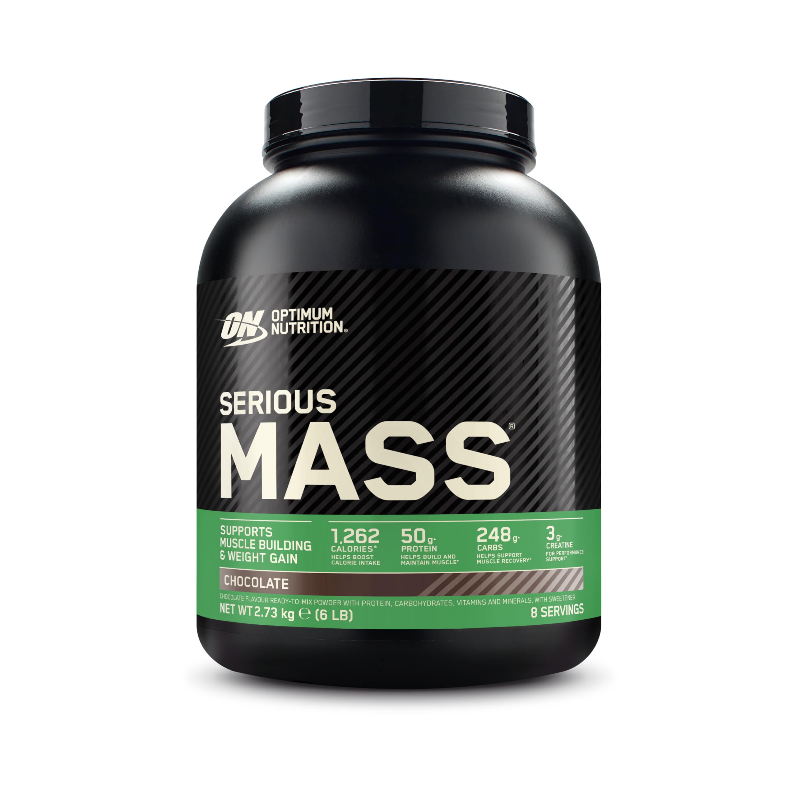 Optimum Nutrition Serious Mass Protein Powder High Calorie Mass Gainer with Vitamins, Creatine and Glutamine, Chocolate, 8 Servings, 2.73 kg, Packaging May Vary