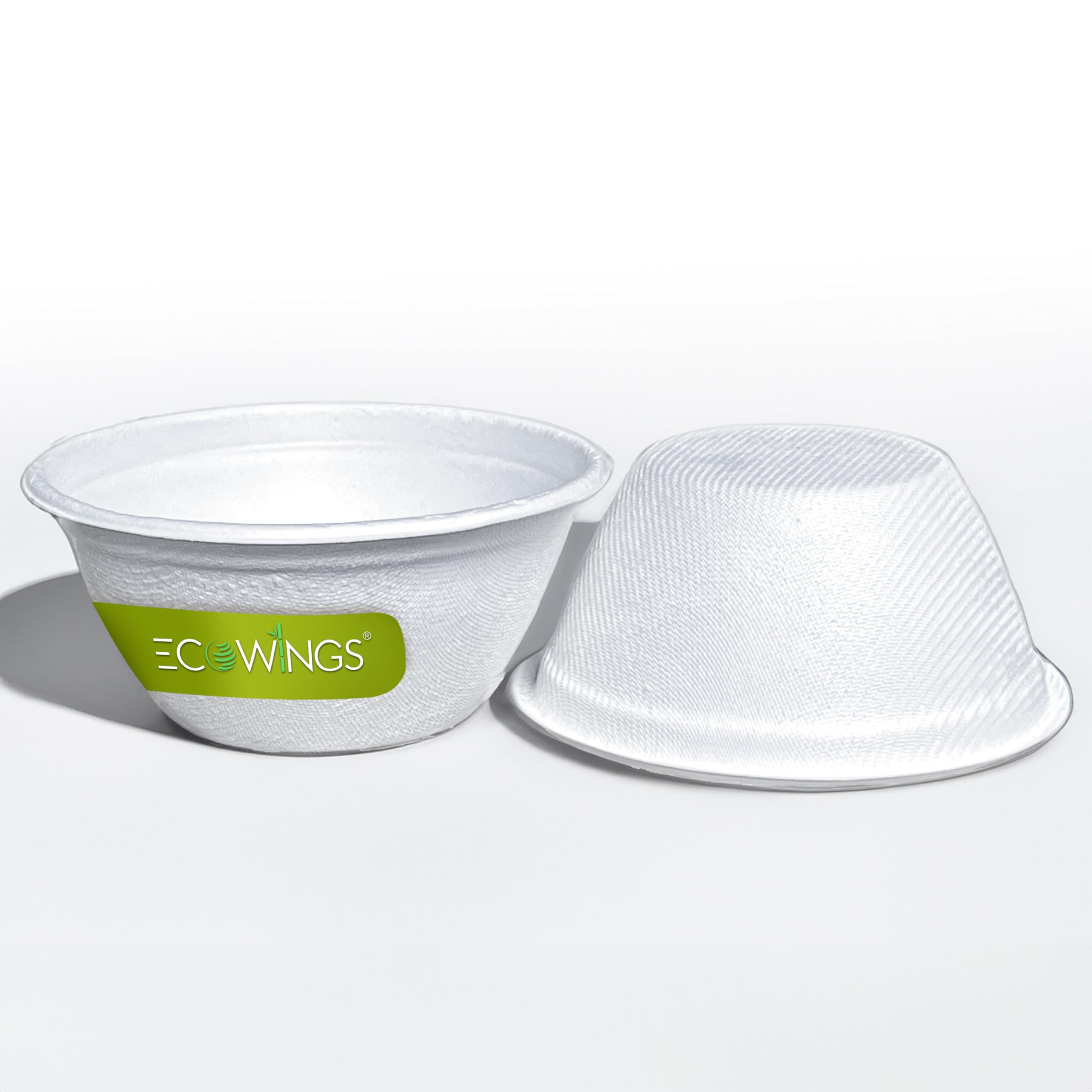 ECOWINGS 8oz Small Disposable Bowls, Biodegradable and Compostable - Pack of 50 - Bagasse Paper Bowls for Soup, Snacks and More - Great Alternative to Paper Bowls