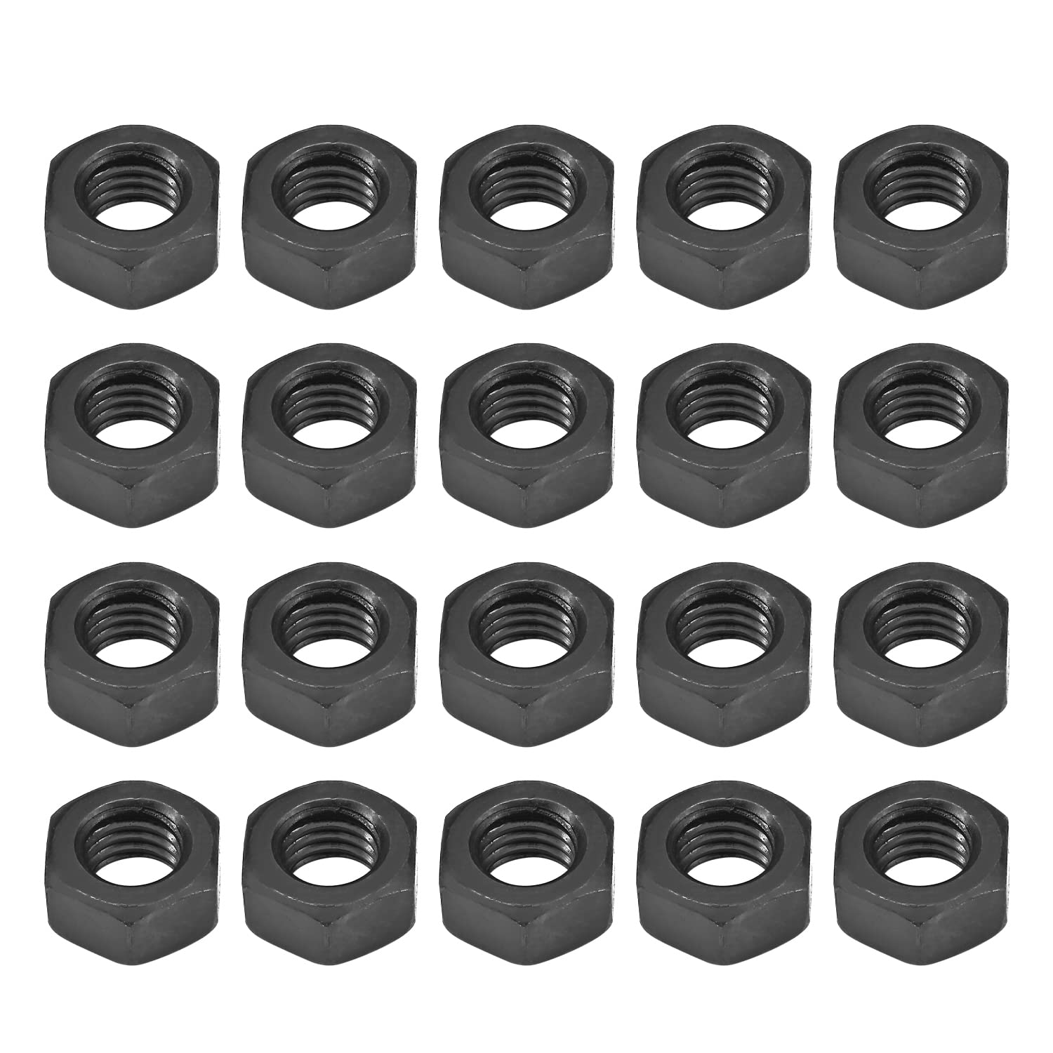 Photo 1 of MroMax M8-1.25mm Hex Nuts, 50Pcs Carbon Steel Metric Hexagon Nut, Black Oxide, Hex Drive, Grade 8.8, 13mm/0.5" Width, 6.5mm/0.25" Height, Fasteners for DIY Home, Mechanical Equipment