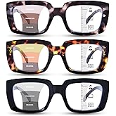 YUKANG Progressive Multifocal Reading Glasses for Women Men Oversized Anti Blue Multifocus Computer Readers Spring Hinges