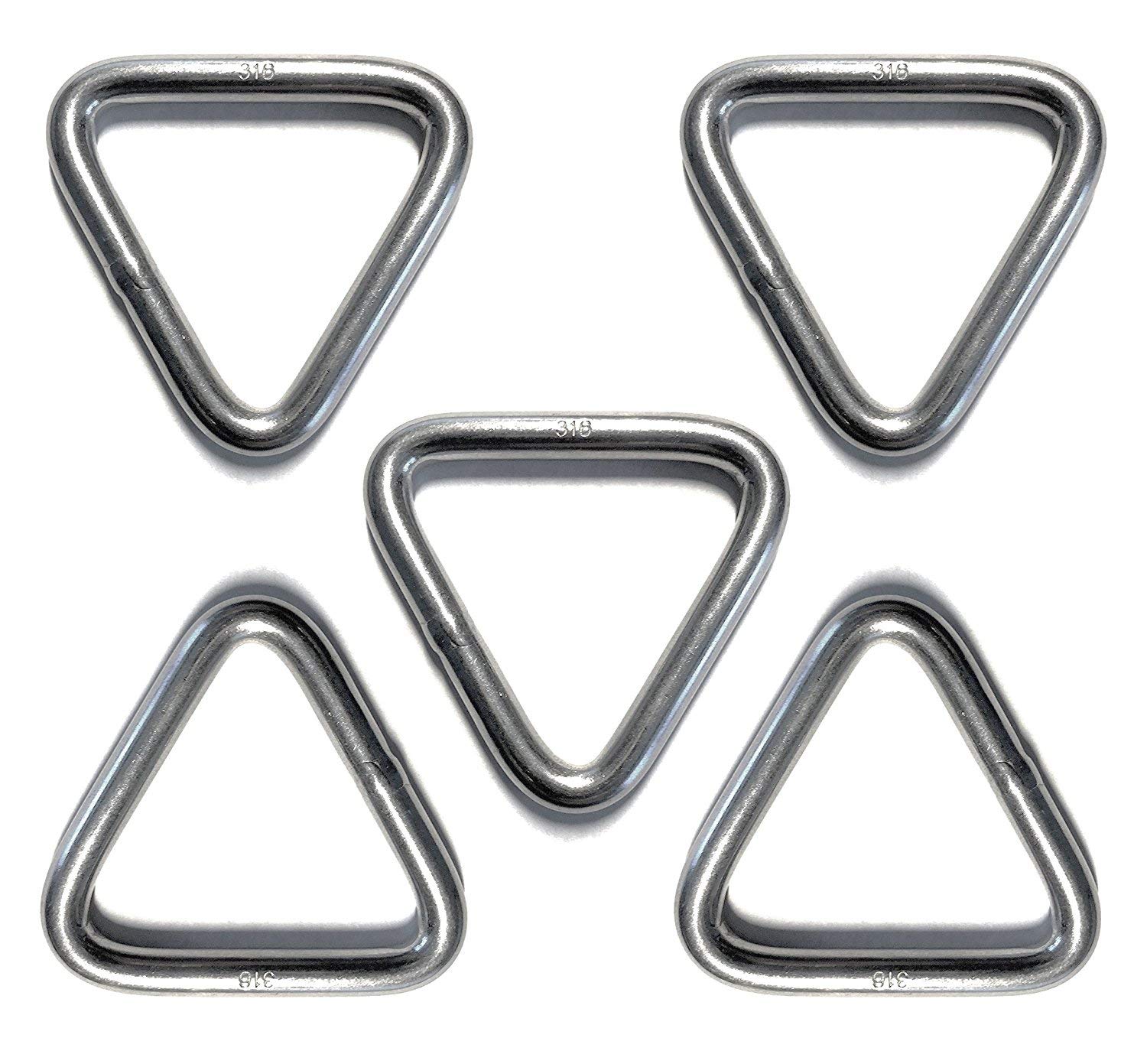 5 Pieces Stainless Steel 316 Triangle Ring Welded 3/16" x 1 3/4" (5mm x 45mm) Marine Grade Loop