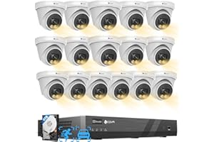 FORCOVR 4COVR 16 Channel Security Camera System, 16CH NVR 4TB HDD,2-Way Talk & Dual Lights Smart Color Night Vision, AI Smart Detection, 16x 8MP Commercial IP67 IP Dome PoE Camera for Business, LY97KA8M1616