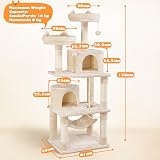 Yaheetech 158cm Multi-Level Cat Tree Beige with Condos Perches Hammock view 2