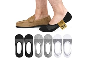 ZhiNuSi Mens No Show Socks for Loafers Sneakers, Low Cut Invisible Cotton Socks Non Slip Casual Liner Footies 6 Pairs