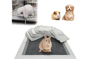 PeSandy Rabbit Pee Pads, Pet Toilet/Potty Training Pads, 120PCS All Absorb & Odor Control Disposable Cage Liners with Quick-D
