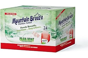 Mountain Breeze Oral Hygiene Mouth Freshener Sugar Free Paan Mint Flavoured Breath Strips (24 Strips each Cassatte)-Pack of 2