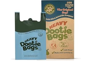 HEAVY Dootie Bags with EZ Tie Handles. Clean and Convenient for Pet Dog Poop, Cat Litter. Multi-Use. Great for Swivel Bin and Gogo Stik Scoopers. Made with Cornstarch. Strong, Leakproof and Very Large