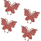 Wuyaoyao 4PCS Butterfly Bling Car Stickers, Crystal Rhinestone Car Decals for Women, Self Adhesive Diamond Car Bumper Sticker for Door Window Laptop Luggage, Universal Car Decoration (Red)