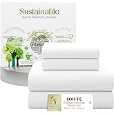 SUPREME ELEGANCE 4 Pcs 100% Cotton Queen Sheet Set, Snow White, 400 Thread Count, Percale Weave, Deep Pocket Fitted Sheet, Crisp Hotel Style Bed Sheets, Cooling, Long Staple Cotton Bedding