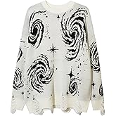 Yimoon Mens Oversized Sweaters Graphic Crewneck Knit Pullover Unisex Y2K Streetwear Jumper Tops