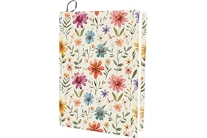 CRASPIRE Flower Stretchable Book Cover Leaf Floral Washable Reusable Large Nylon Cloth Polyester Book Protector Elastic Notebook Wraps Suitable for Most Hardcover Books
