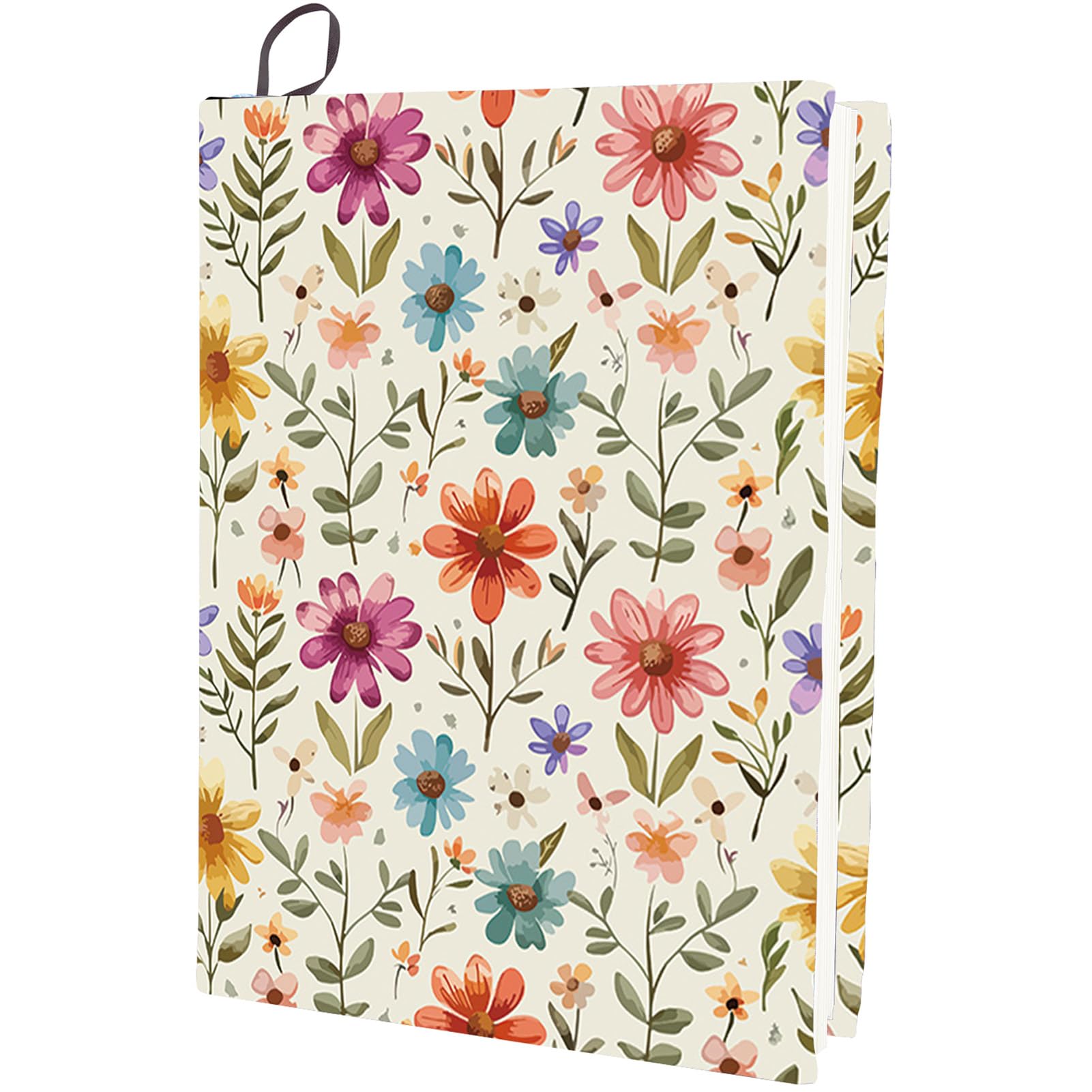 Photo 1 of CRASPIRE Flower Stretchable Book Cover Leaf Floral Washable Reusable Large Nylon Cloth Polyester Book Protector Elastic Notebook Wraps Suitable for Most Hardcover Books