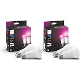 Philips Hue Smart 75W A19 LED Bulb - White and Color Ambiance Color-Changing Light - 4 Pack - 1100LM - E26 - Indoor - Control