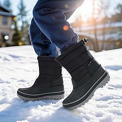 DREAM PAIRS Boys Girls Snow Boots Water-Resistant