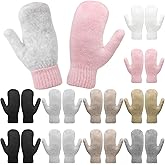 Meanplan 10 Pairs Wool Knitted Mittens for Women Winter Lined Ladies Fleece Solid Cozy Mittens Warm Gloves for Outdoor Indoor Adult Cold Weather, 7 Colors